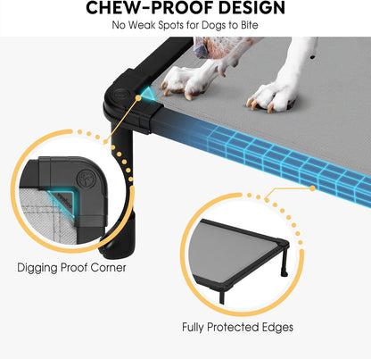 Veehoo Chew-Proof Elevated Dog Bed, Durable Training Platform for Large Dogs, Indoor Outdoor Raised Pet Cot, Grey, 41x27inches, Model CWC2420CP