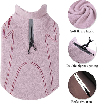 VIVAGLORY Dog Fleece Coat + Short Dog Leash, Easy to Take on and Off, Padded Neoprene & Heavy Duty