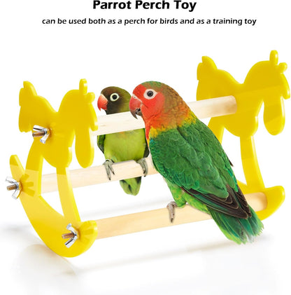 Bird Bed for Cage with Sturdy Bottom, Waterproof Bird Nest for Parakeet & Rocking Bird Perch Toy, Wooden Parrot Toys Training, Intelligence Bird Enrichment Toys for Cockatiels