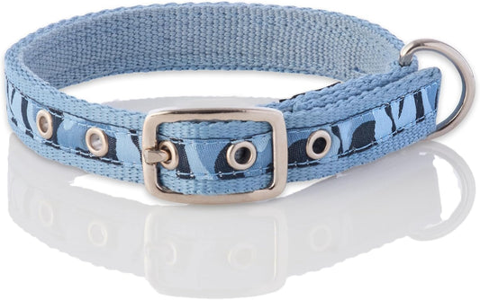 Remy II - The Recycled Ribbon Collar, Adjustable Pet Dog Collars for Small, Medium, Large Dogs and Puppy, Navy Camo, X-Large