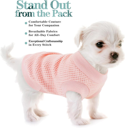 Cozy Lightweight Dog Sweaters Shirt for Small Puppies: Stretchable Beige Tank Top Attire, Perfect for Chihuahuas and Yorkies - Enhancing Comfort and Playfulness on Chilly Days - Medium