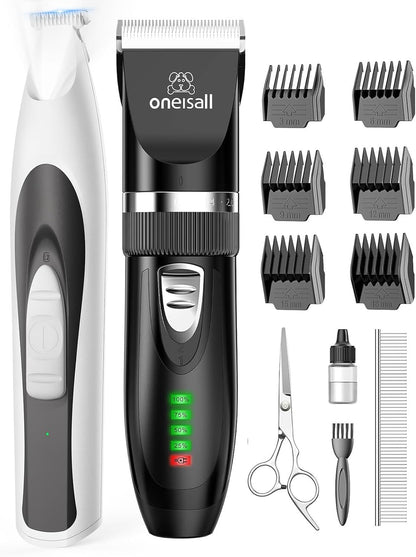 oneisall Quiet Cat Clippers for Matted & Long Hair, Low-Noise Dog Paw Trimmer with LED Light