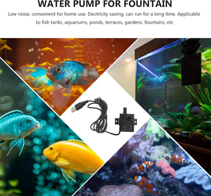 Mini Brushless Dc Water Pump 5V Submersible Fish Tank Water Cooling Pump for Aquarium and Pet Fountain with 2-Meter Lift for Aquatic Pets