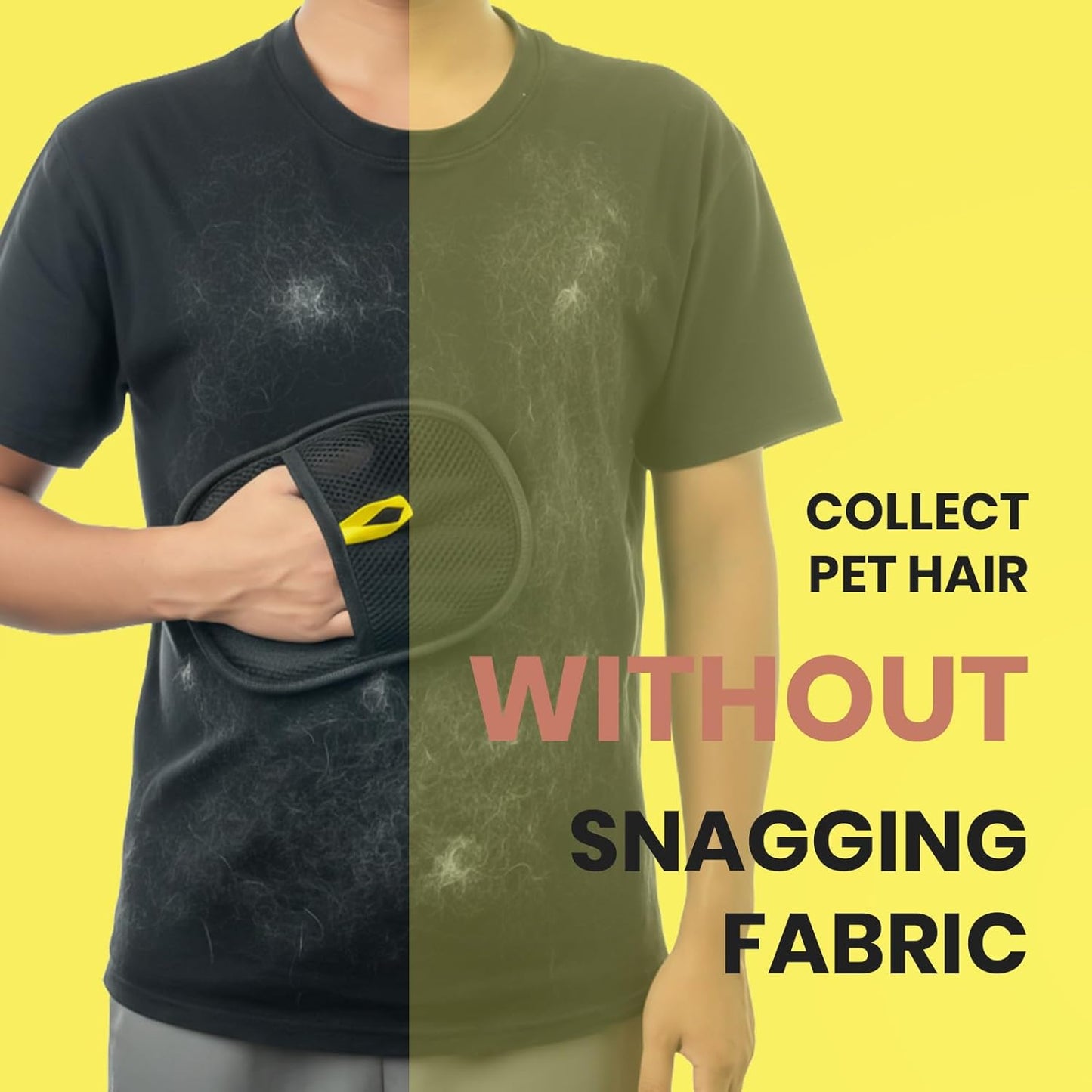 DELOMO Electrostatic Pet Hair Removal Glove: Pet Hair Mitt Glove for Cats & Dogs, Reusable Magic Brush Pet Hair Remover Glove for Couch, Carpet, Furniture, Car Seat & Clothing