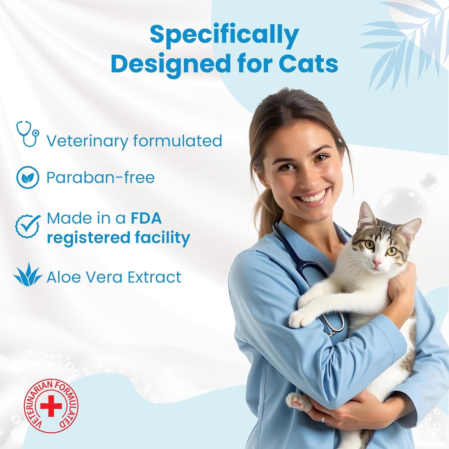 Bio PetActive Cat Shampoo with Natural Aloe Vera Extract | Itch Relief, Sensitive Skin & Coat Care – Deshedding & Moisturizing Formula | Veterinary Formulated, Paraben Free, pH Balanced | 13.53 Fl Oz