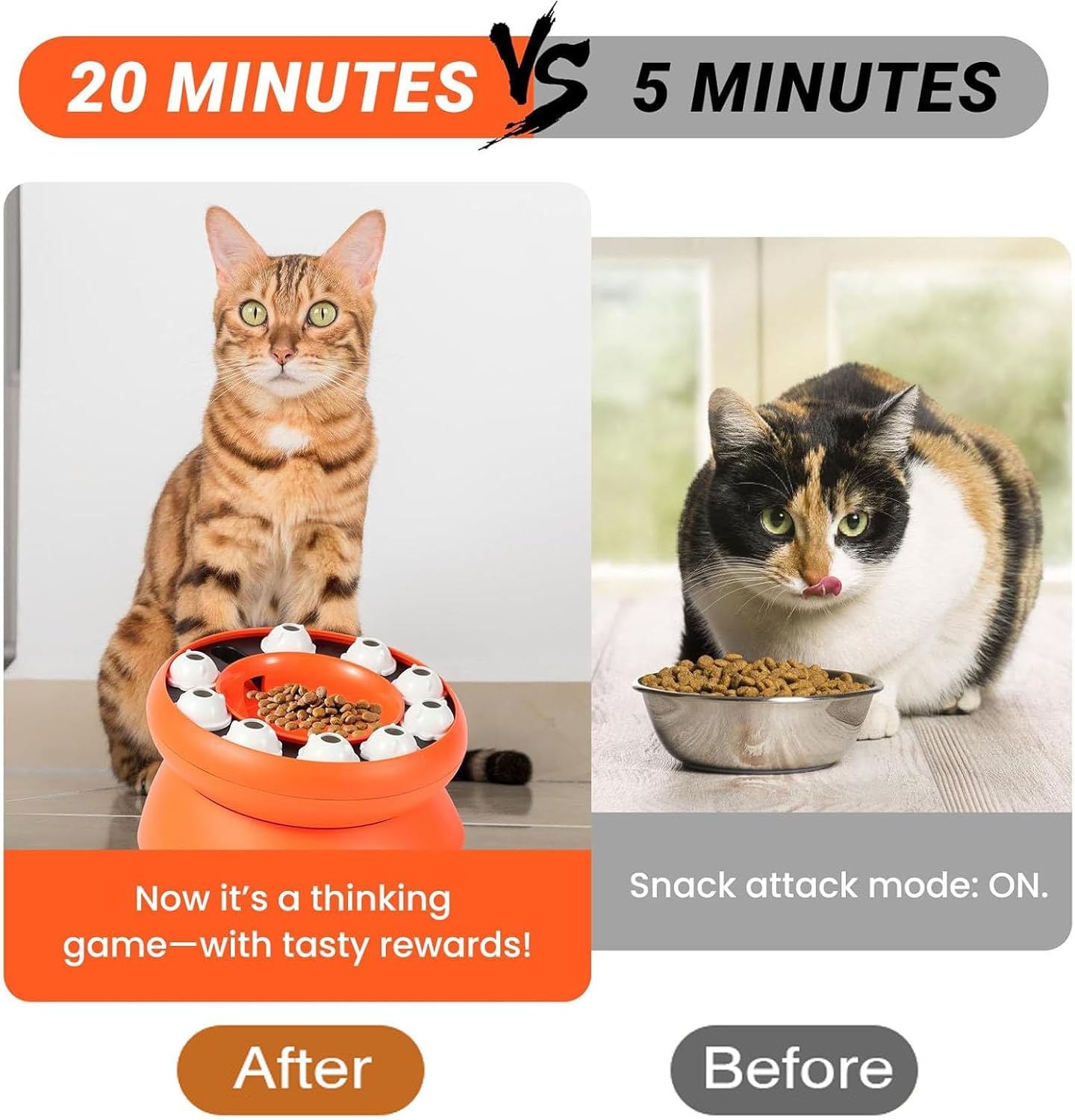 Cat Slow Feeder Bowl, Non-Slip Interactive Food Puzzle for Fast Eaters, Indoor Cats & Kittens, Fun Mental Stimulation & Bloat Prevention, Dishwasher Safe Pet Feeding Mat