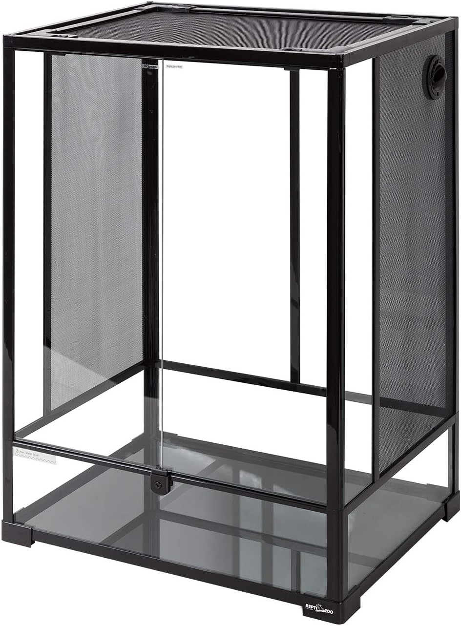REPTI ZOO 24" x 18" x 36" Reptile Tall Glass Terrarium Rainforest Habitat Double Hinge Door with Screen Ventilation 67 Gallon Reptile Terrarium Easy Assembly