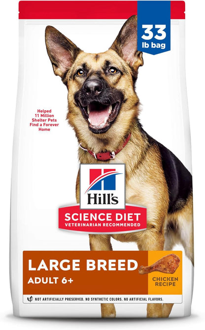 Hill's Science Diet Large Breed Senior Dry Dog Food Adult 6+, Quality Protein for Joint Support & Lean Muscles, Chicken Recipe, 33 lb. Bag