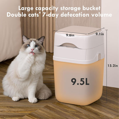 2025 Portable Cat Litter Disposal - Innovative Push-in Cat Litter Trash Can with Odor Isolation, Built-in Poop Bag Holder, Pet Waste Pail for Cats, Dogs, 2 Roll Refill Bags Deodorizers