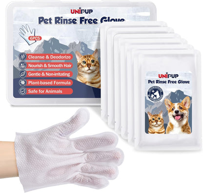 Pet Glove Wipes for Dogs, Dog Cleaning Gloves with Coconut Scented, Dual-Sided Pet Gloves Grooming for Cats with Wipes, Dog Cleaning Gloves Wipes for Daily Care and Travel, 6 Count
