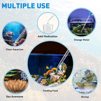 27.7IN Extra Long Turkey Baster for Aquarium, 50ml Aquarium Water Changer Siphon for Fish Tank Cleaning, Waste Remover for Aquarium, Blue