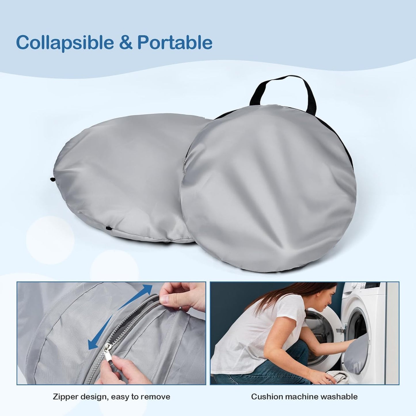 Odoland Cat Play Tunnel with Bed - Indoor Kitten Couch, Detachable Cats Cave Donut Tunnel & Interactive Cats Toys for Indoor Cat Puppy Rabbit and Ferret Grey