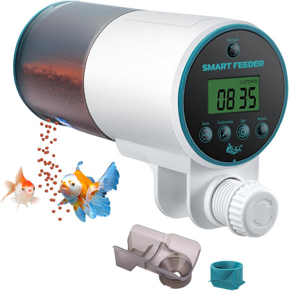 AQQA Automatic Fish Feeder for Aquarium - Programmable Auto Fish Food Dispenser, 230ML Large Capacity Smart Vacation Weekend Tank Timer Feeder for Turtle Betta Goldfish Koi (Upgrade Customizable)