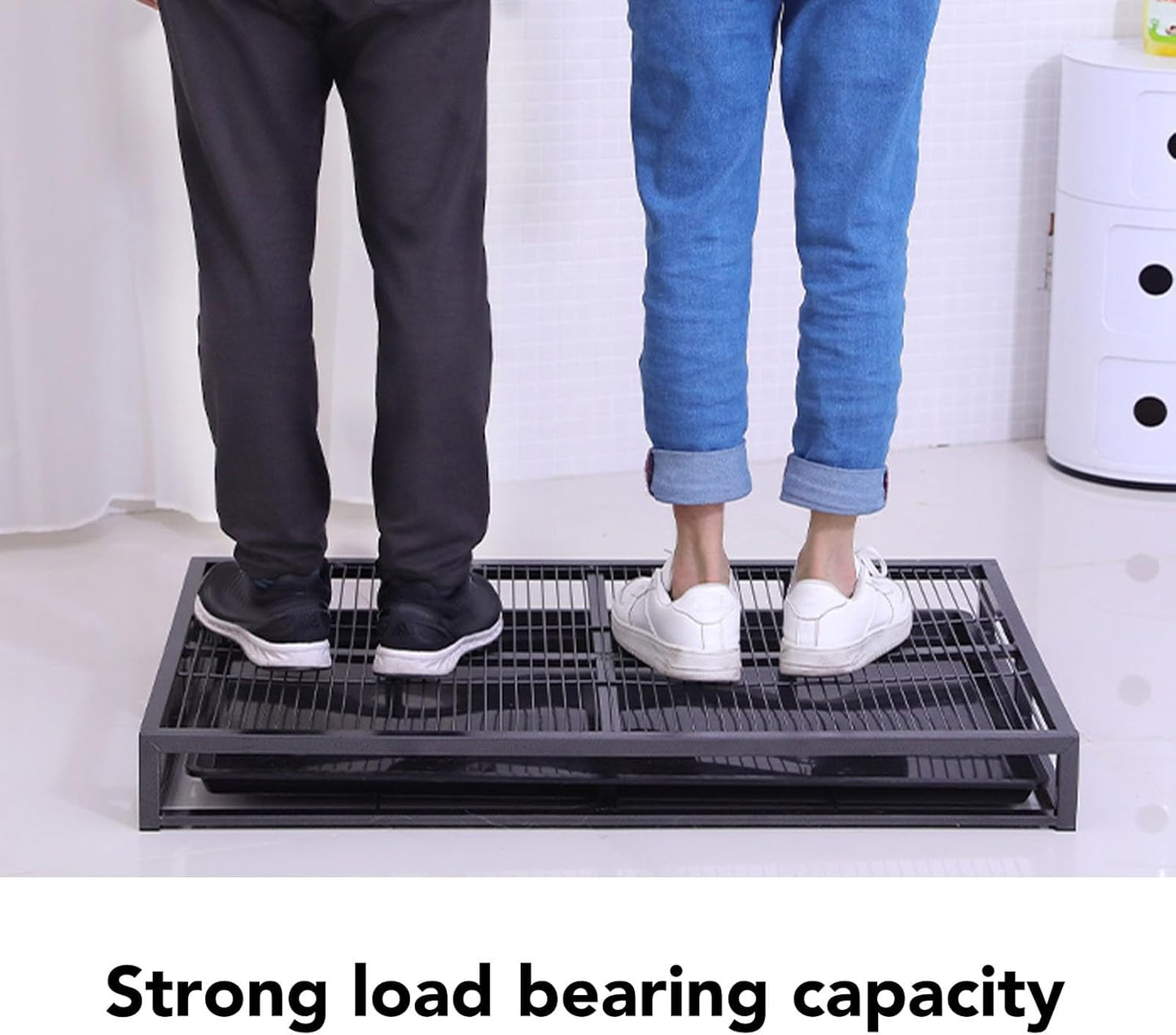 Dog Training Toilet, Reusable Iron Dog Potty Tray with Removable Wall for Small Medium Pets, Indoor Outdoor Pet Pad Holder (L)