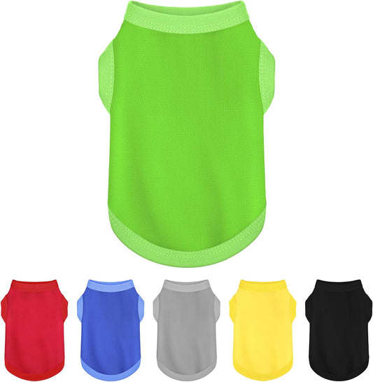 Elevate Your Dog's Fashion Quotient with Colorful and Breathable Sleeveless Cotton Shirts! Perfect Pet Apparel for Small to Medium Dogs Green L