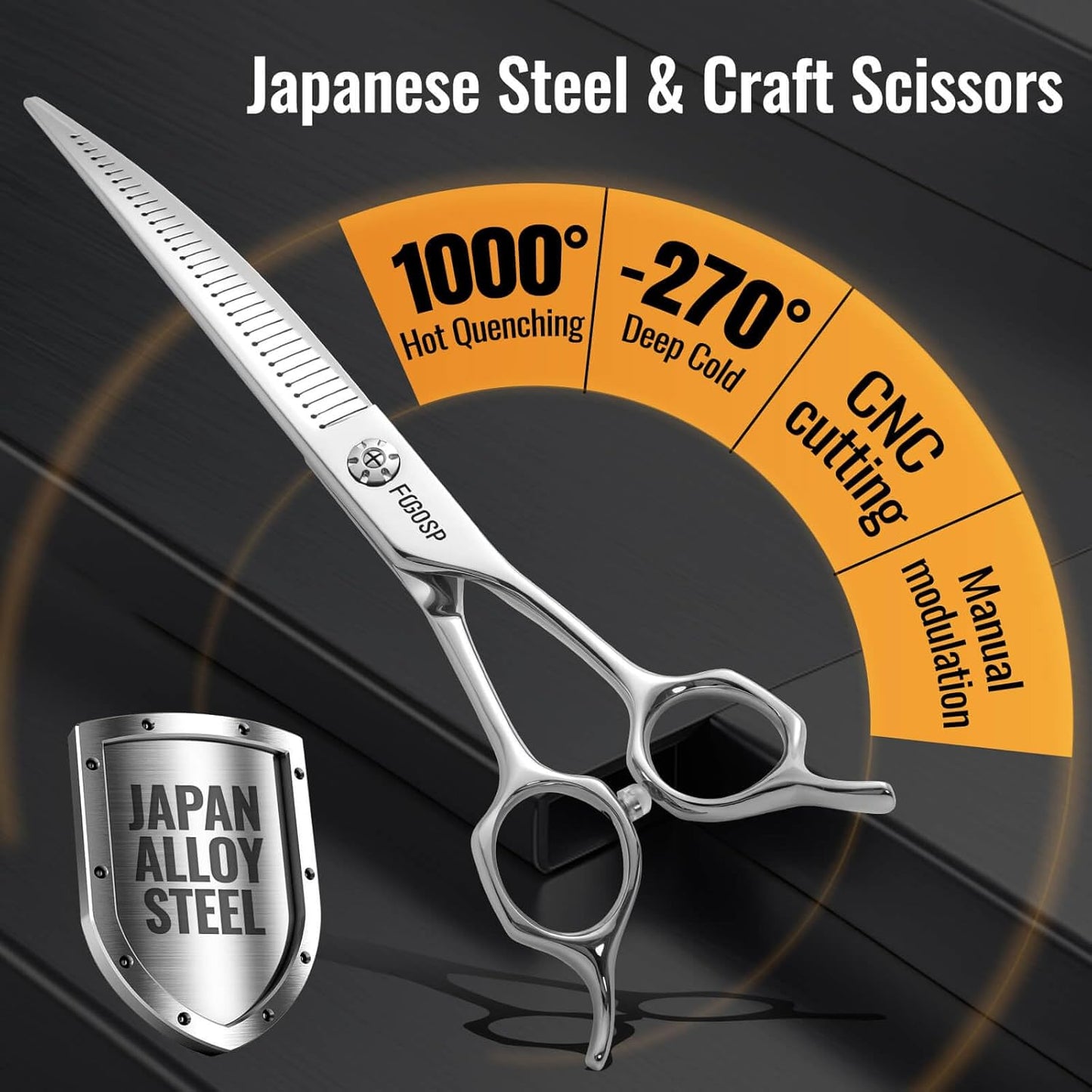 Magic Curved Fluffers Chunkers Dog Grooming Scissors Professional 7'' Pointy-tongued Curved Thinning Shears for Pet Cat Shih Tzu Schnauzer 50% Thinning Rate Japan 440C 33 Teeth