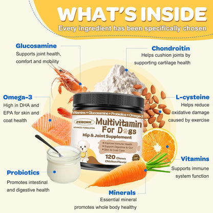 Dog Multivitamin Freeze Dried Chews & Probiotics for Dogs Soft Chews