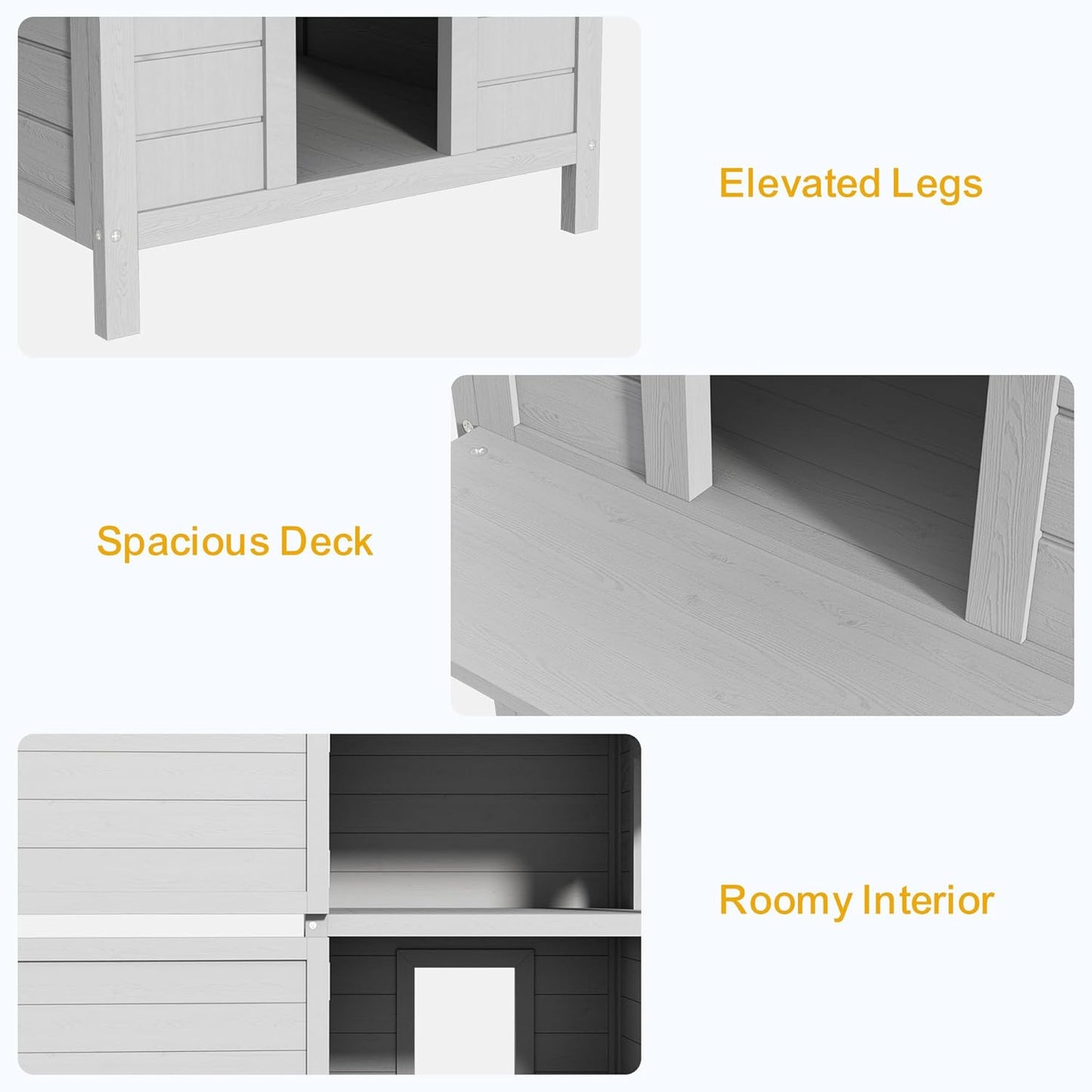 Outdoor Cat House Wooden Shelter: Large Weatherproof Pet Enclosure for Indoor or Feral Cats, 2-Tier Cat House for Outside Cats