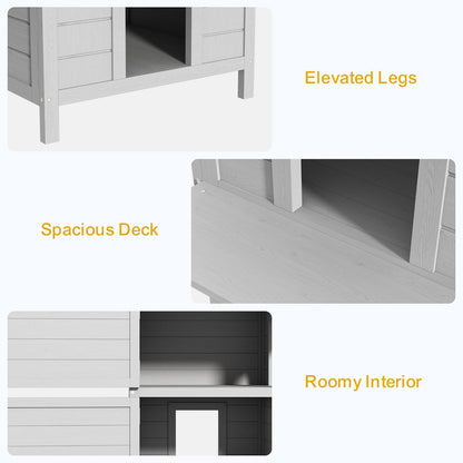 Outdoor Cat House Wooden Shelter: Large Weatherproof Pet Enclosure for Indoor or Feral Cats, 2-Tier Cat House for Outside Cats