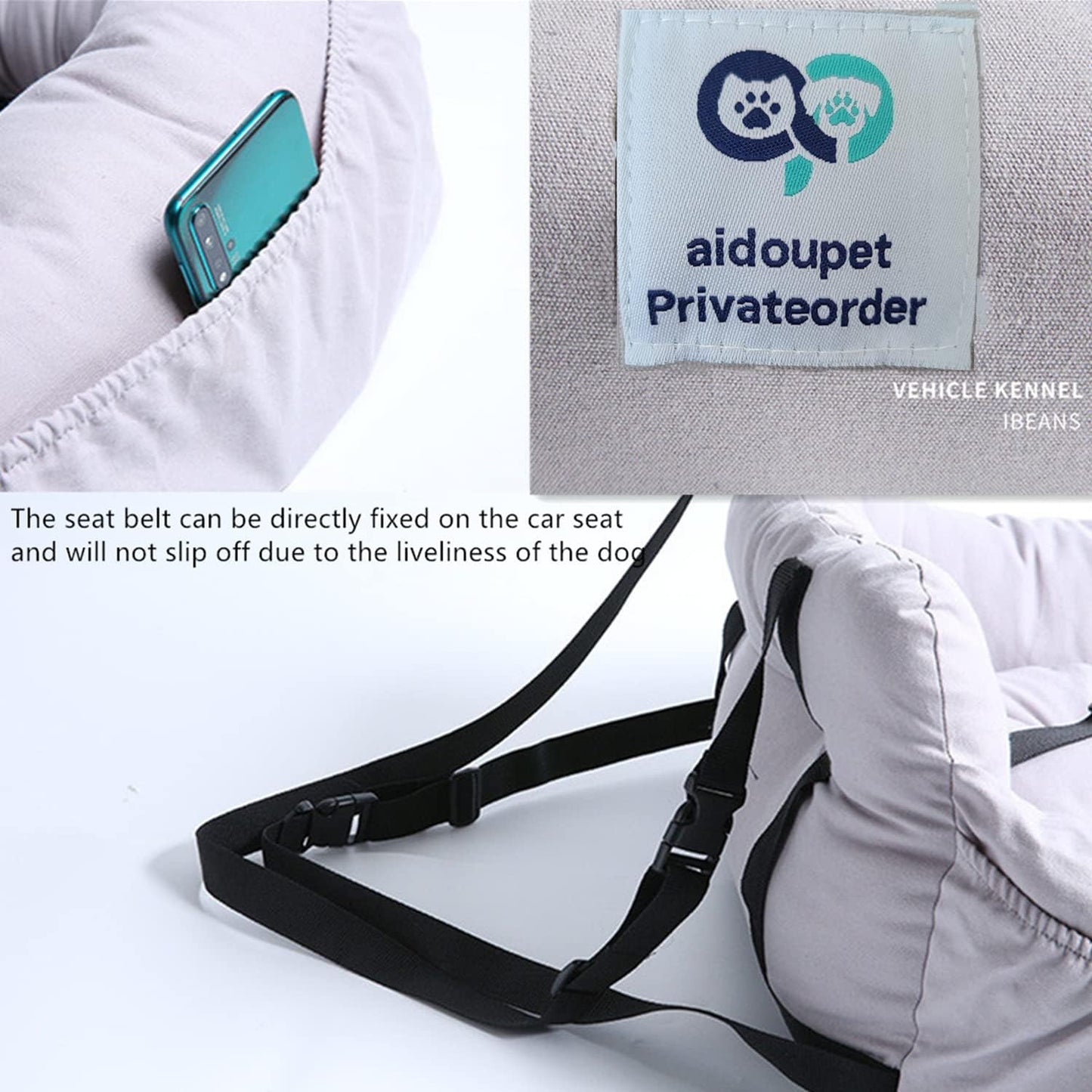 Aidou Dog Booster Seat for Small to Large Dogs & Cats, Pet Travel Safety Seat with Storage & Dual-use Car & Home Bed (Small Blue)