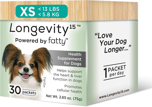 Yummy Combs Longevity15 – C15:0 – Fatty Acid Health Supplement for Dogs – Healthy Pet Supplies – for Extra Small Dogs, 1 Pack