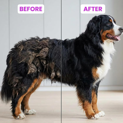 Poodle Pet Detangling Pet Comb with Long & Short Stainless Steel Teeth for Removing Matted Fur, Knots & Tangles – Detangler Tool Accessories for Safe & Gentle DIY Dog & Cat Grooming