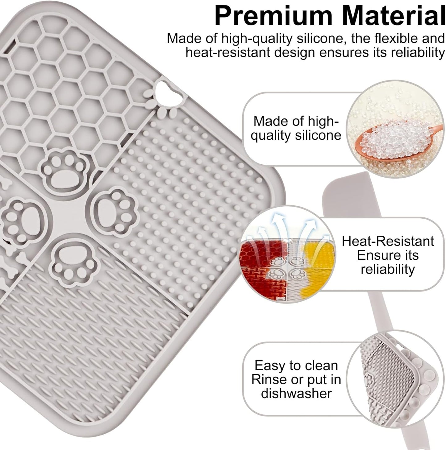 2 Pcs Lick Mat for Dogs Cats, Silicone Pet Food Mats with Suction Cups, Dog Licking Mat, Cat Dog Peanut Butter Lick Pad, Enrichment Pet Food Slow Feeder Mats for Bathing Grooming, with 2 Scrapers