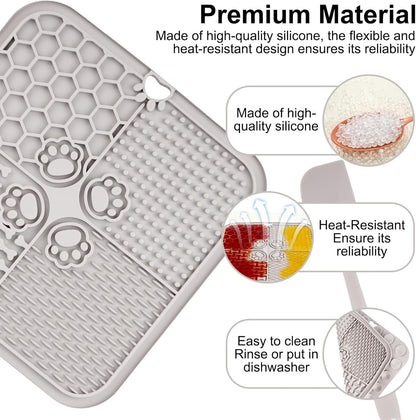 2 Pcs Lick Mat for Dogs Cats, Silicone Pet Food Mats with Suction Cups, Dog Licking Mat, Cat Dog Peanut Butter Lick Pad, Enrichment Pet Food Slow Feeder Mats for Bathing Grooming, with 2 Scrapers