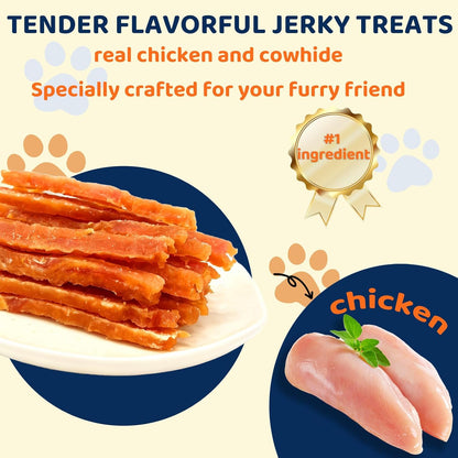 Dog Treats - Chicken Jerky Strips for Dogs with Real Chicken - 5 Inch Natural Dog Chews, High Protein & Low Fat Treats for Small to Large Dogs - 10.6 oz