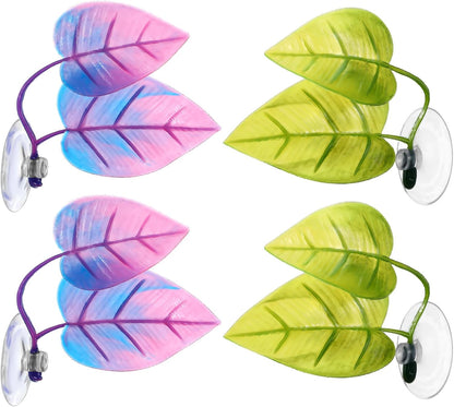 4 Pack Betta Fish Leaf Hammock, Soft Silicone Aquarium Decor, Simulates The Natural Habitat of Betta Fish for Betta Resting Breeding Hiding Playing, Fish Tank Ornaments