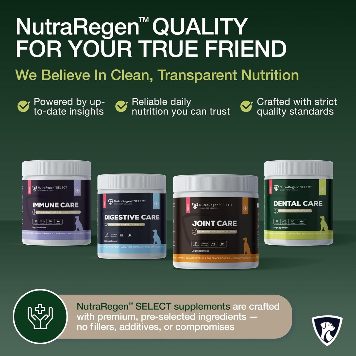 Select Senior Dog Digestive Probiotic Powder and Dental Support Bundle | Pet Dental Powder & Dog Breath Freshener, 7 Bn CFU | 60 Servings, 6.7 oz