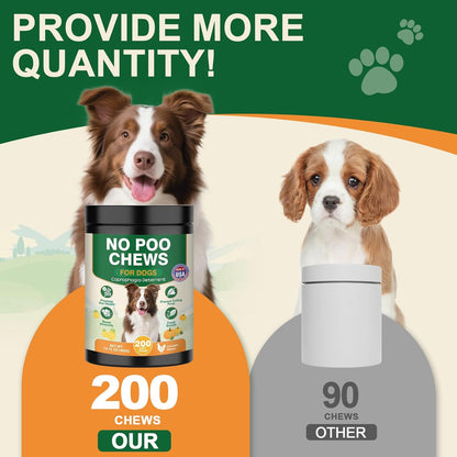 200 Chew No Poo Chews For Dogs-Coprophagia Stool Eating Deterrent-Stop Eating Poop For Canine- Dogs Poop Eat Deterrent Supplement With Probiotics&Digestive Enzymes Breath Aid Support-Chicken Flavor