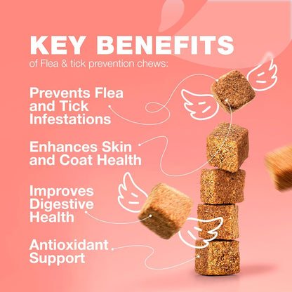 Flea Treatment for Cats - Daily Oral Cat Flea and Tick Chews - Chewable Tick Treatment Supplement for Kittens - Skin & Coat, Digestive Health Supplement - Alternative to Collars, Combs, Shampoos