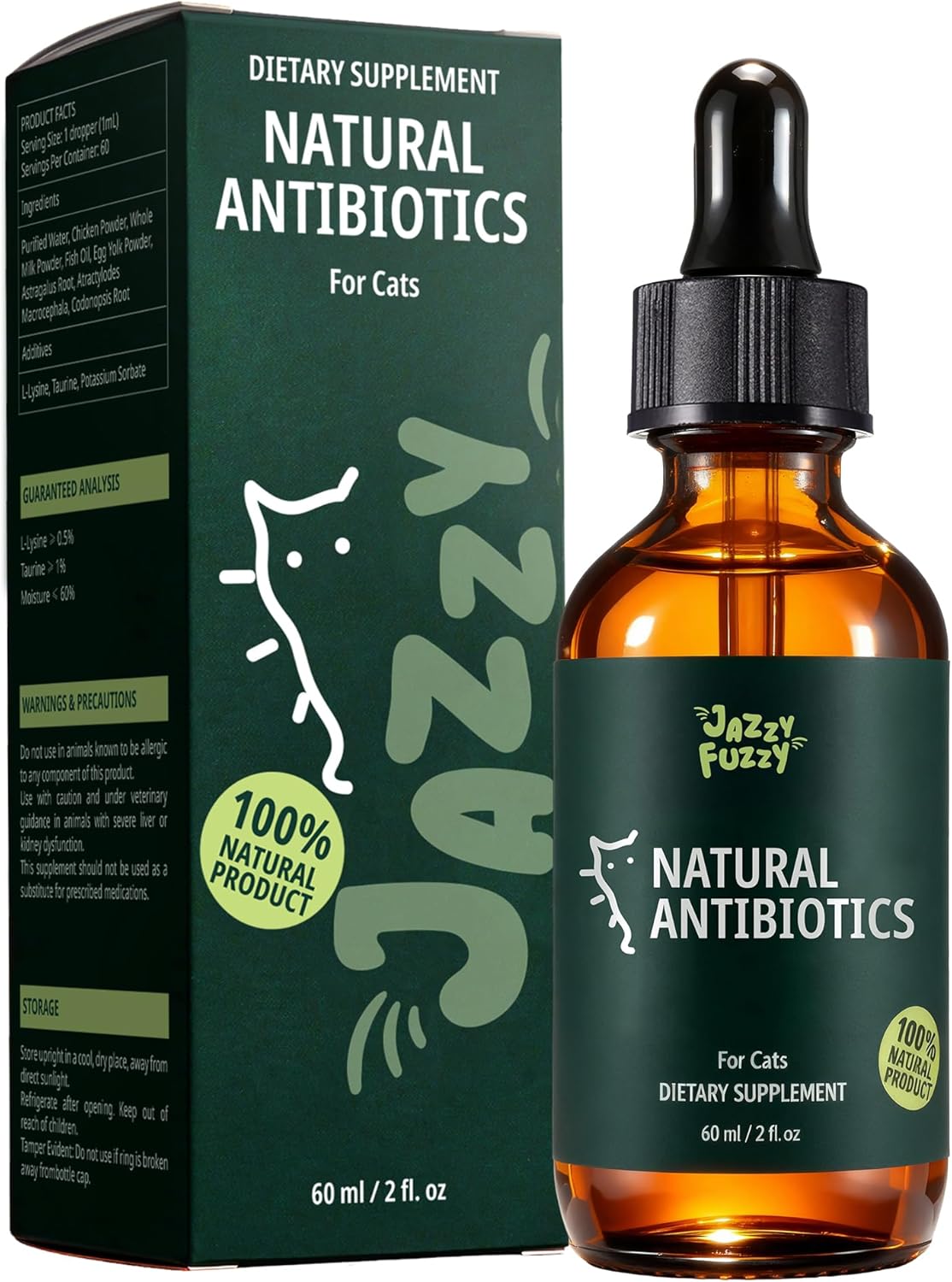 Antibiotic for Cats, Natural Cat Antibiotic Supplement with L-Lysine for Immune Support & Allergy Relief, Respiratory Health, Sneezing, Runny Nose, Infections, for All Cats, Chicken Flavor - 2 Oz