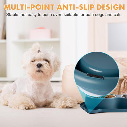 Slow Feeder Dog Bowls with Non-Slip Mat, 3-in-1 Stainless Steel Bowl Slow Feeder Prevents Gulping, Paired with Weighted Base Water Dog Bowls for Large Medium Small Breed Size Dogs and Cats