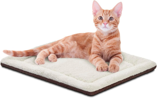 K&H PET PRODUCTS Self-Warming Cat Bed Pad, Self Heating Pad for Outdoor Cat Houses, Warming Mat for Indoor Pet Beds & Furniture, Reversible Blanket, Washable - Small 21 X 17in Oatmeal/Chocolate