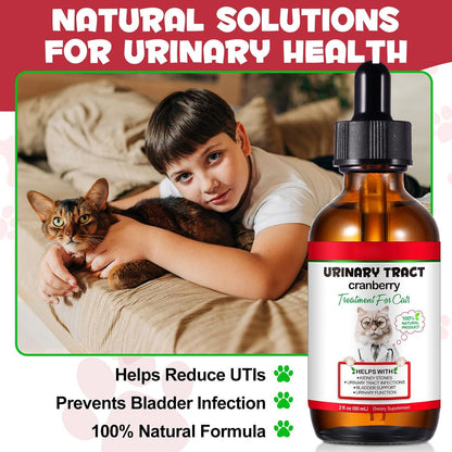 Cat UTI Supplement Feline Urinary Tract Health Support Drops with Cranberry & Natural Herbs Promotes Bladder & Kidney Function Chicken Flavor, 2 fl oz