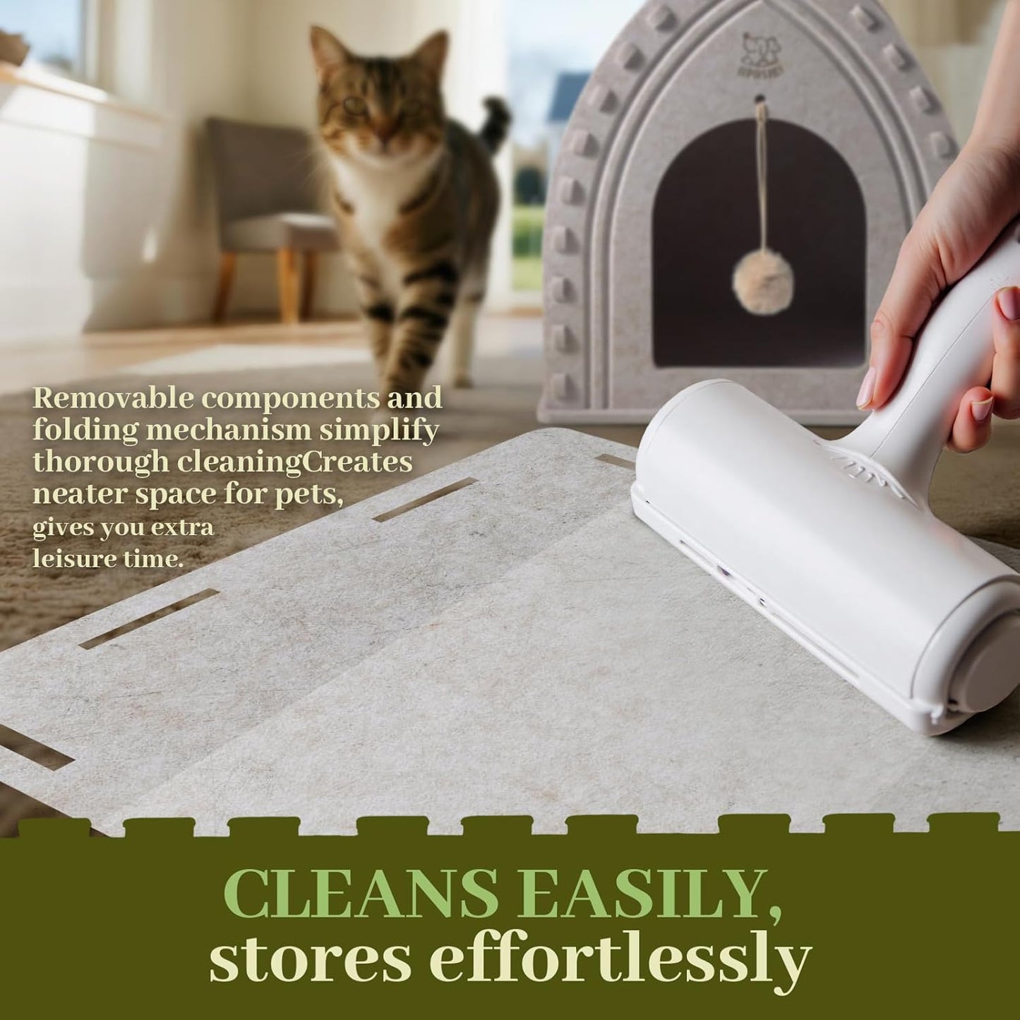 Apasiri Cat House for Indoor Cats: Cat House for Indoor Sturdy Scratch-Resistant, Compatible with Heating Pads, Innovative Polyester Fiber Cat Bed Cave, Original Castle Design