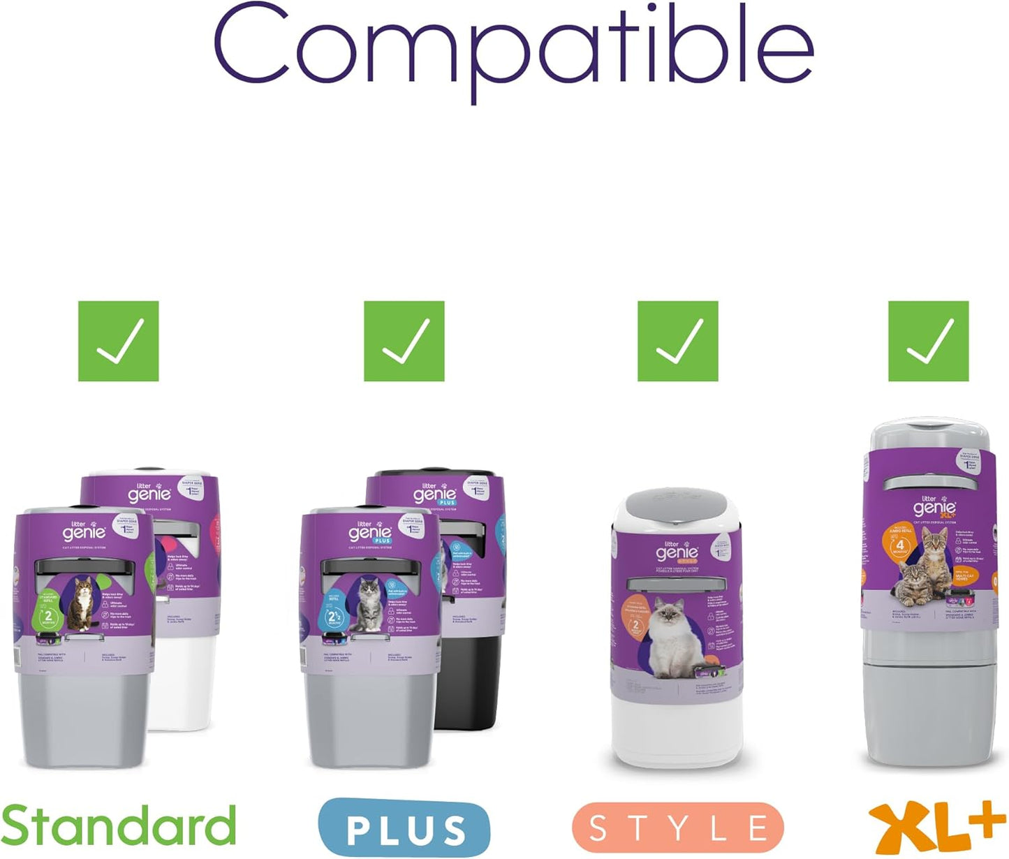 Litter Genie Refill Bags | Jumbo 2-Pack, 56 Total ft | Up to 8 Months of Supply in 2 cartridges | Ultimate Odor Control Cat Litter Bags