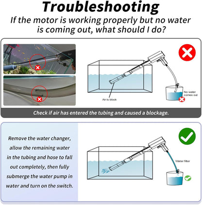 AQQA Electric Aquarium Vacuum Gravel Cleaner - 8W/213GPH Rechargeable Fish Tank Cleaning Tools Automatic Water Changer Pump with Debris Clean & Sand Washing, 4-Speed Adjustable Powerful Suction