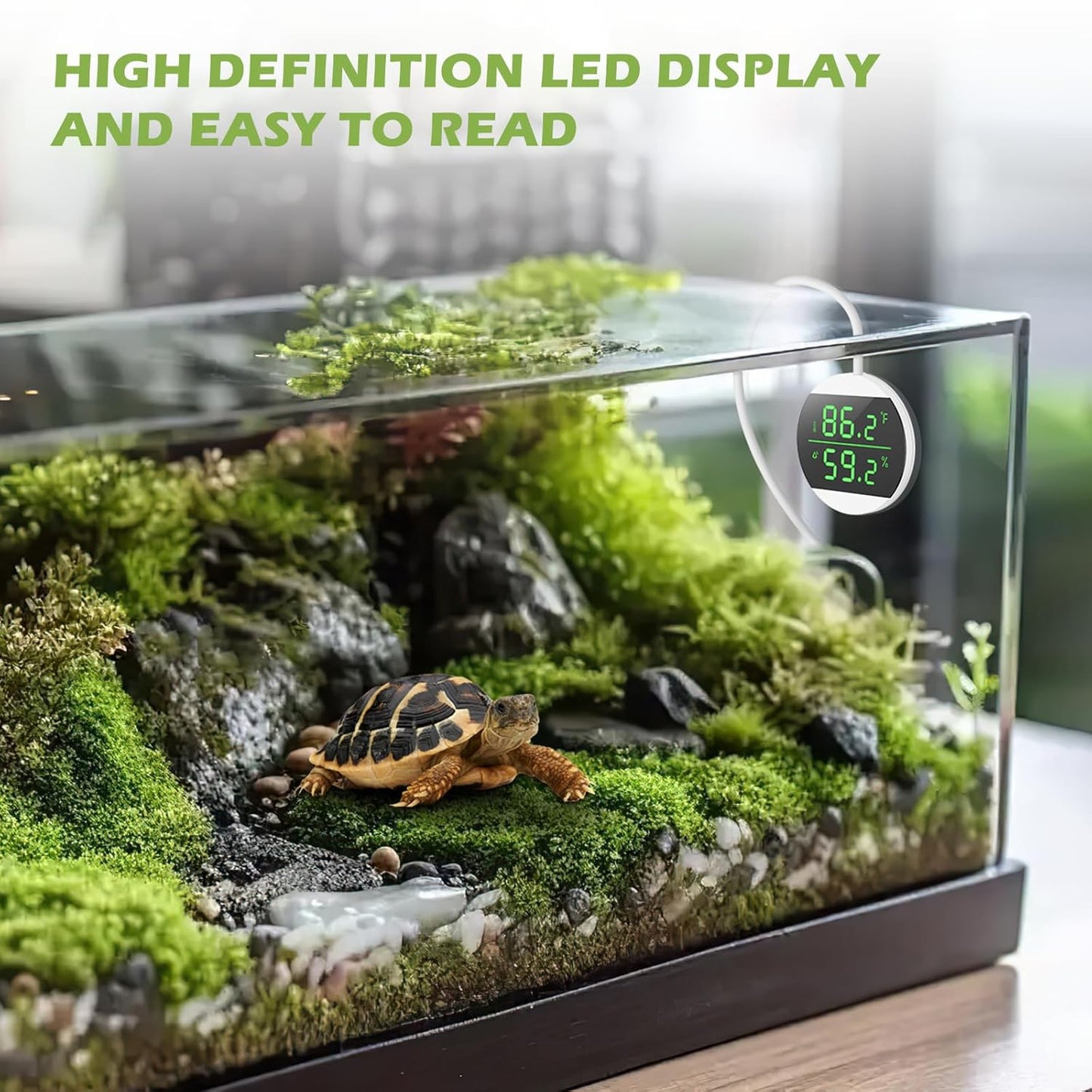 KeeKit Reptile Tank Thermometer, LED Digital Reptile Thermometer and Humidity Gauge Hygrometer, Temperature Range ±1.8℉, for Reptile Tank, Snake Tank, Accessories Pet Rearing Box