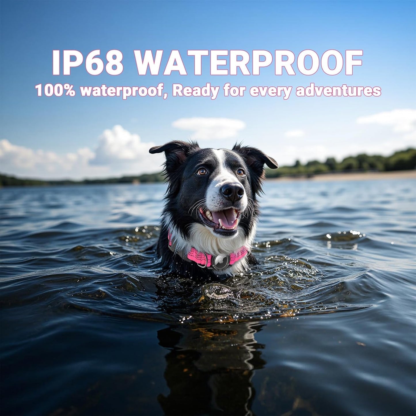 AirTag Dog Collar, IP68 Waterproof Integrated Air Tag Dog Collars with Reflective, Ultra-Durable, Comfortable Padded, Heavy Duty Dog Collars for Small Medium Large Dogs, S (10.6"-13.6"), Pink