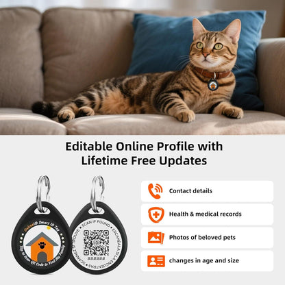 1 Pack Personalized Cat Tags,QR Code Pet ID Tags with Online Profile systerm,Editable Any Names and Phone numbles,Pink,S