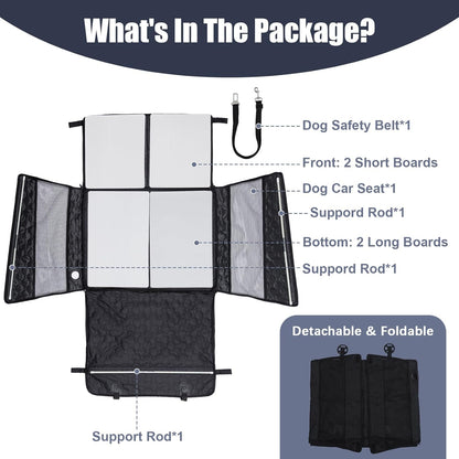 Dog Car Seat for Large Medium Dogs, Dog Car Seat Cover for Back Seat, Foldable Pet CarSeat with Safety Belt, Waterproof Fabric & Breathable Mesh, Back Seat Cover for Dogs Under 40lbs (Large, Black)