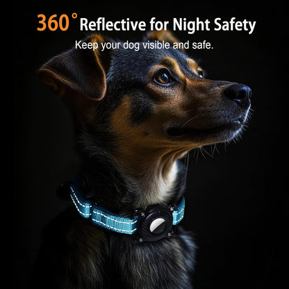 Airtag Dog Collar, Reflective Martingale Dog Collar with IP68 Waterproof Airtag Holder, Quick Release Buckle Soft Padded Collars for Large Medium Small Dogs, Green