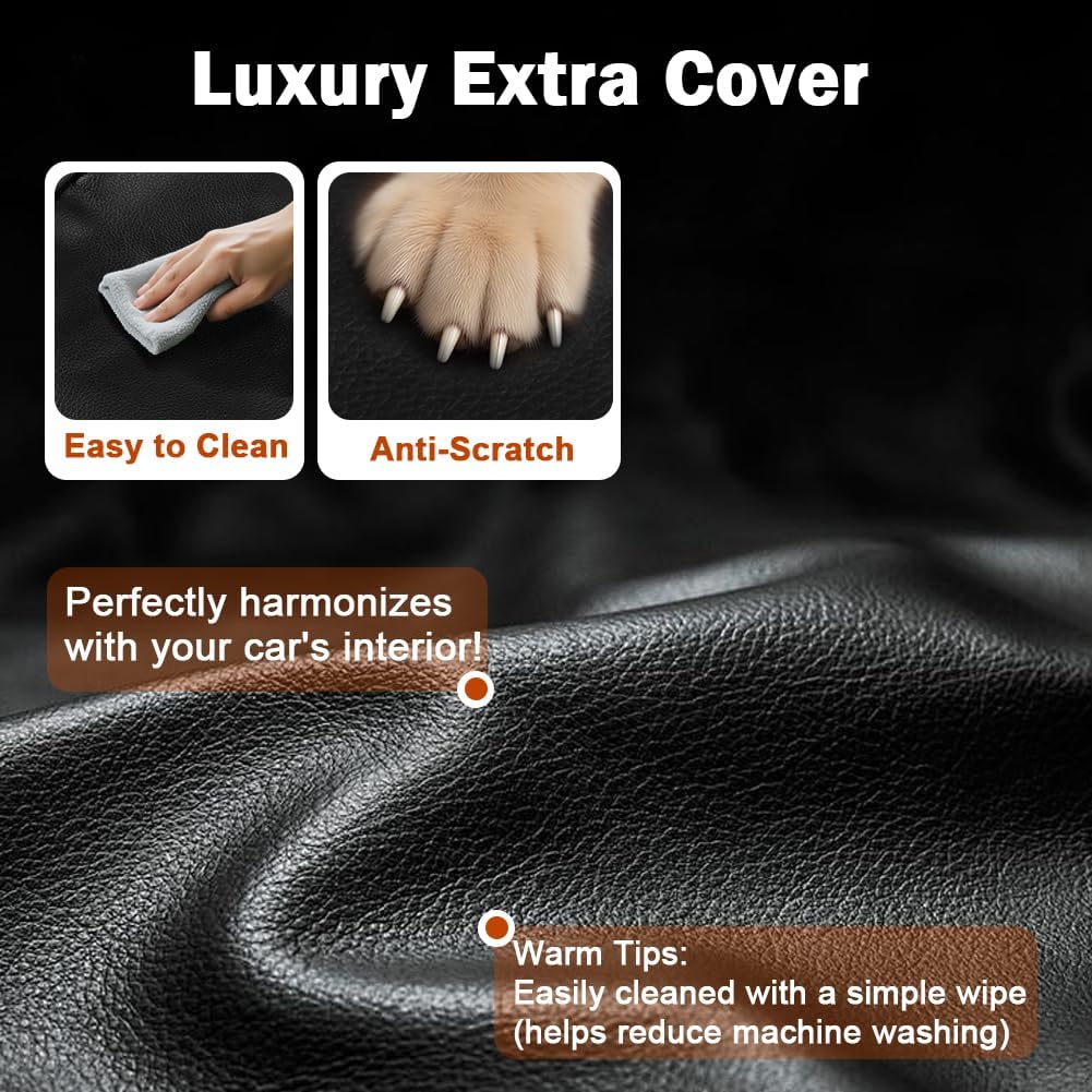 SZEE Dog Car Seat for Medium Sized Dogs up to 30 lbs, Dog Booster Car Seat with Protective Leather Cover, Save Cleaning Effort, Reclinable Backrest (Black)