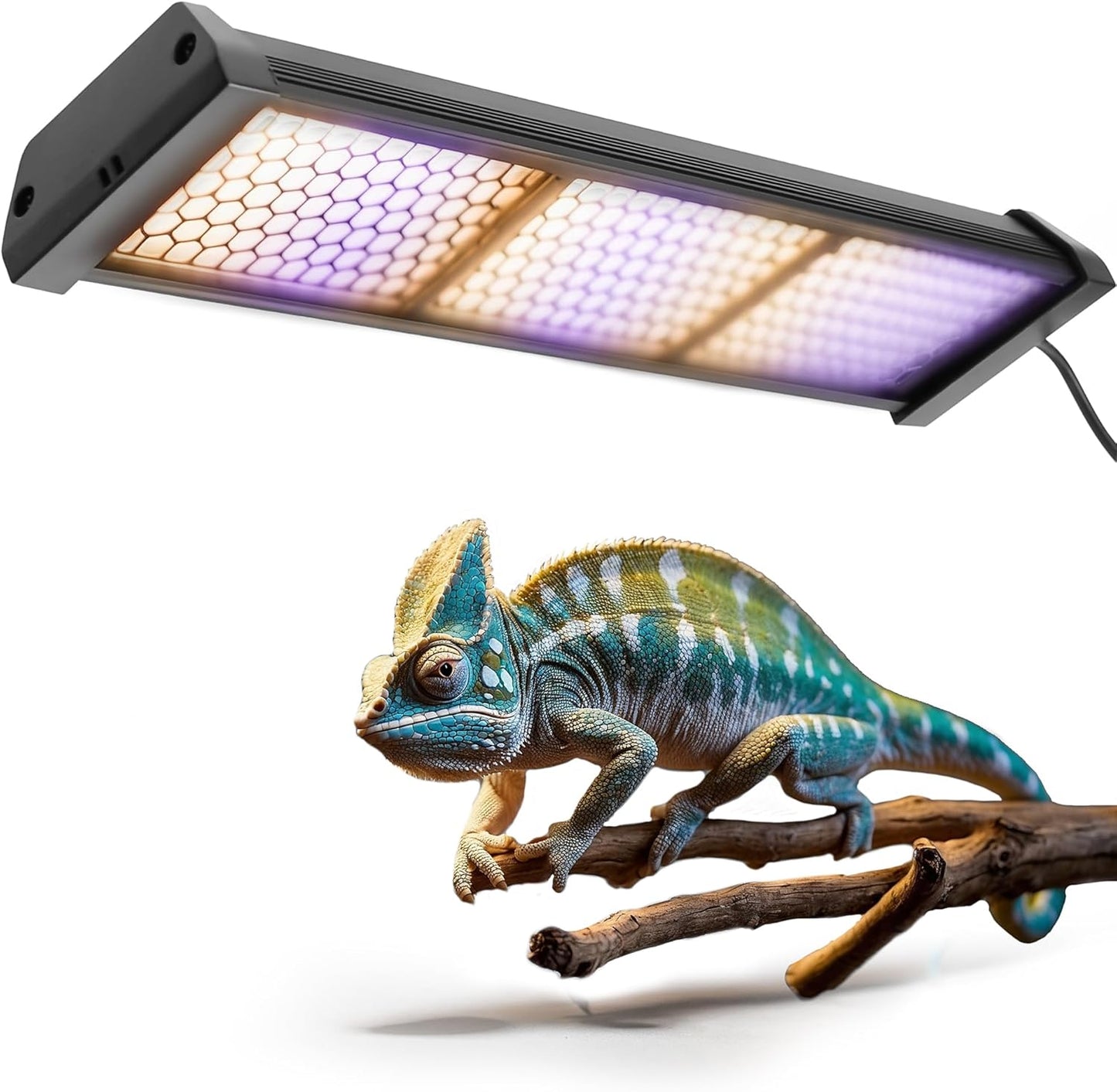 Dimmable LED Reptile UVB Lamp, 8000 Hours UVB Duration for Much Longer Lifespan, Adjustable 4/8/12-Hour Cycles, Suitable for Lizard and Chameleon, 12W, L Size