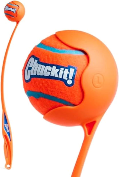 Chuckit! Sport 26L Dog Ball Launcher - Includes a 3-inch Diameter Large Ball for Dogs 60-100 Pounds - Manual Thrower for Dog Balls With a Slim Ergonomic Handle - 26-inch Length