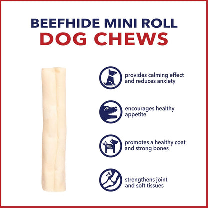 Pet Factory American Beefhide 3-3.5" Mini Rolls Dog Chew Treats - Natural Flavor, 14 Count/2 Pack