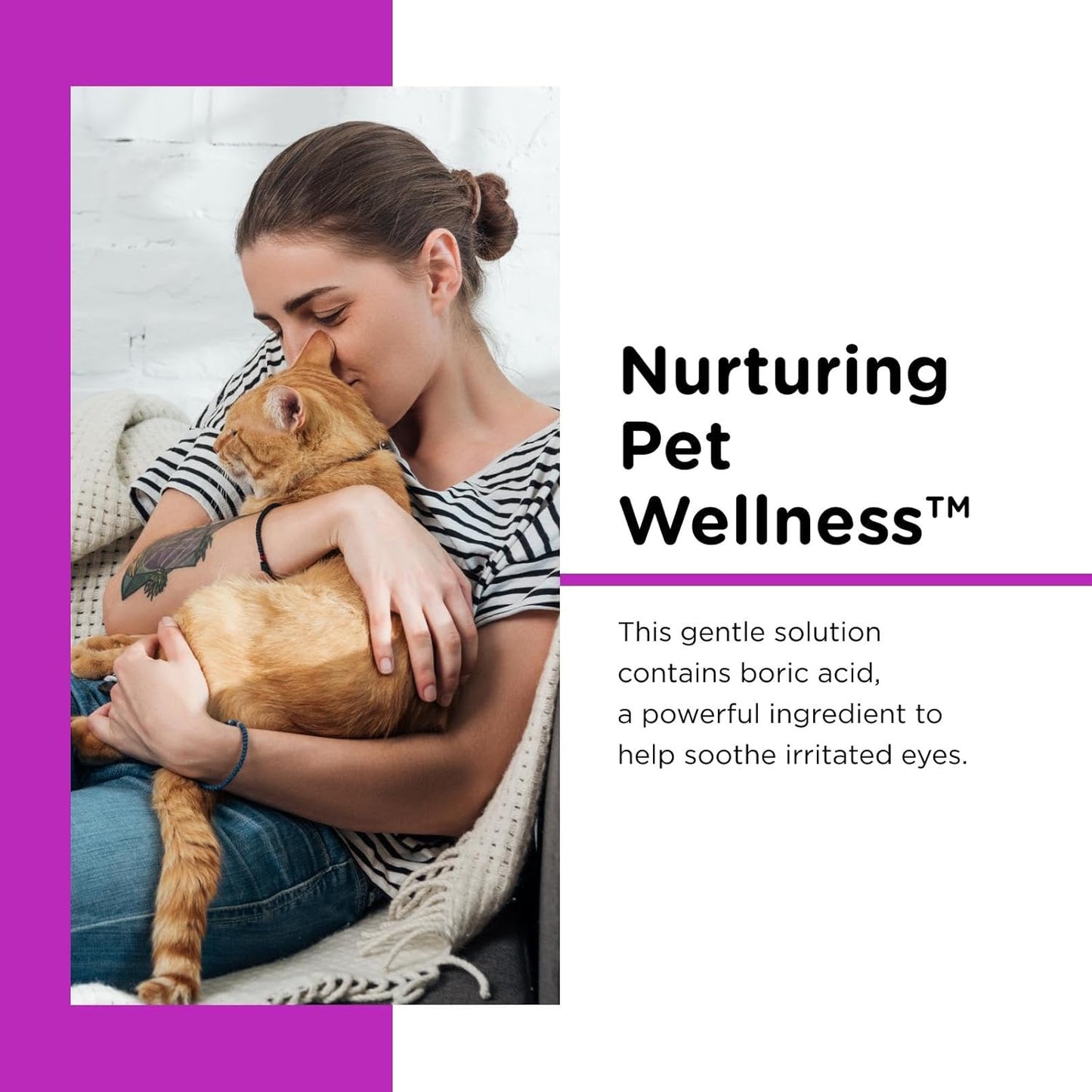 Nutri-Vet Cat Eye Rinse, Sterile Solution Gently Cleanses Eyes and Surrounding Tissue, Removes Debris Pollen and Mucus, Relieves Irritation, Helps Reduce Tear Stains, Sensitive Ophthalmic Flush, 4oz